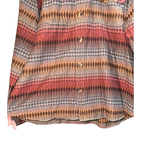 J L Powell Aztec Button Up Flannel Shirt Men's Size XXL Western Geometric Fall - Picture 3 of 11